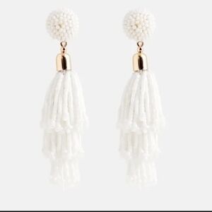$55 PANACEA Elegant White Beaded Tassel Earrings